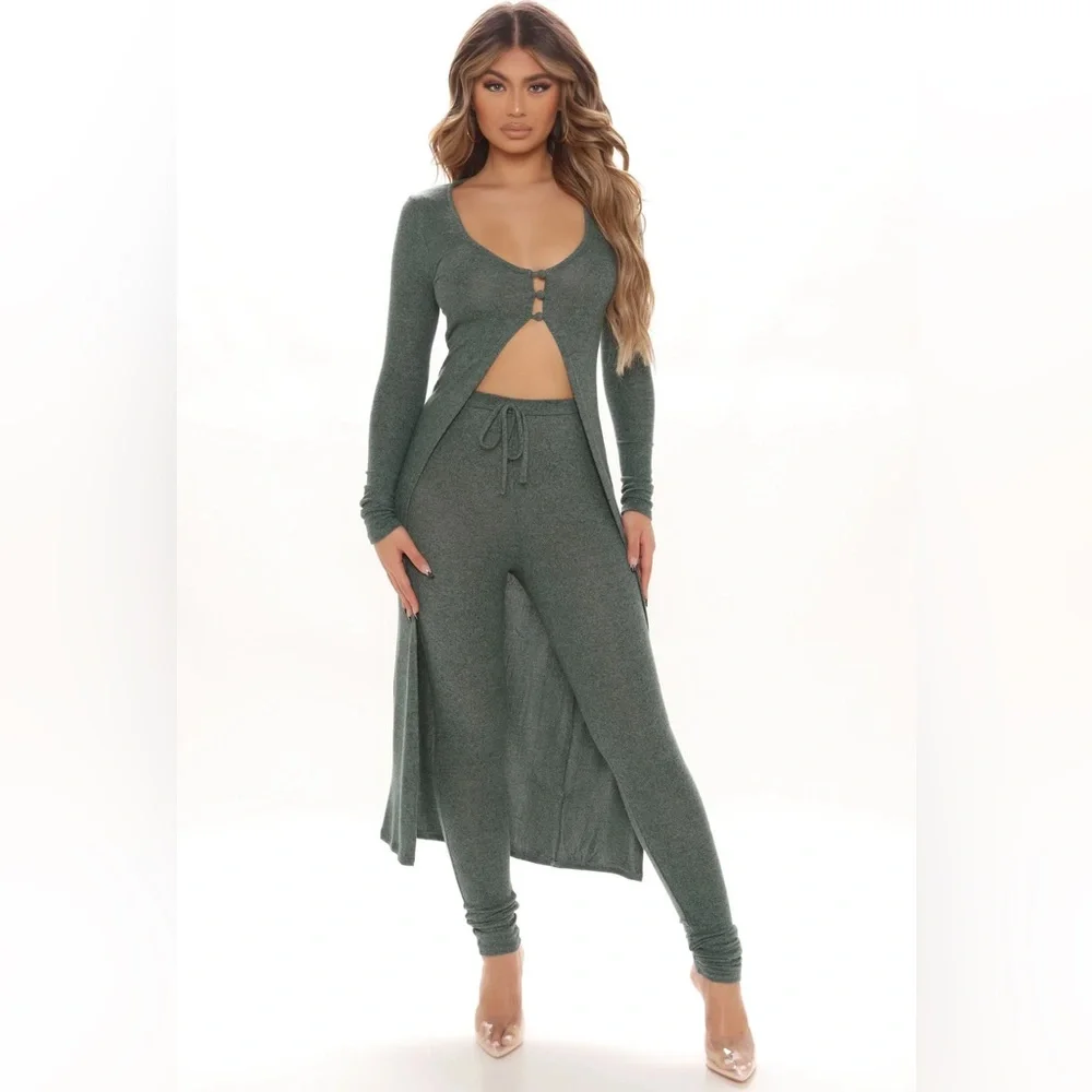 2PC Fashion Nova Constance Legging Set In Hunter-Size M NWT💚